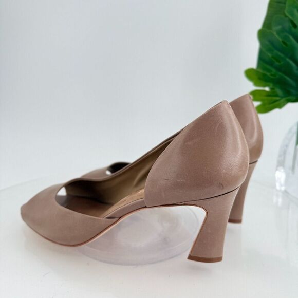 Bernardo Nieve D'Orsay Pump Brown Leather Slip on Career Size 10 Open Toe - Picture 6 of 15